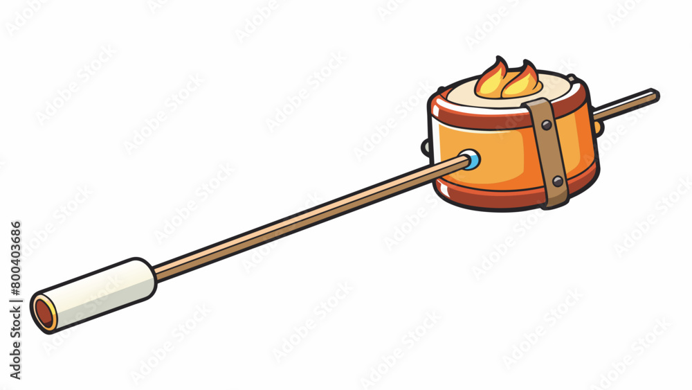 Poster A compact and portable marshmallow roaster consisting of a telescoping metal rod that can extend to various lengths making it suitable for use over. Cartoon Vector.
