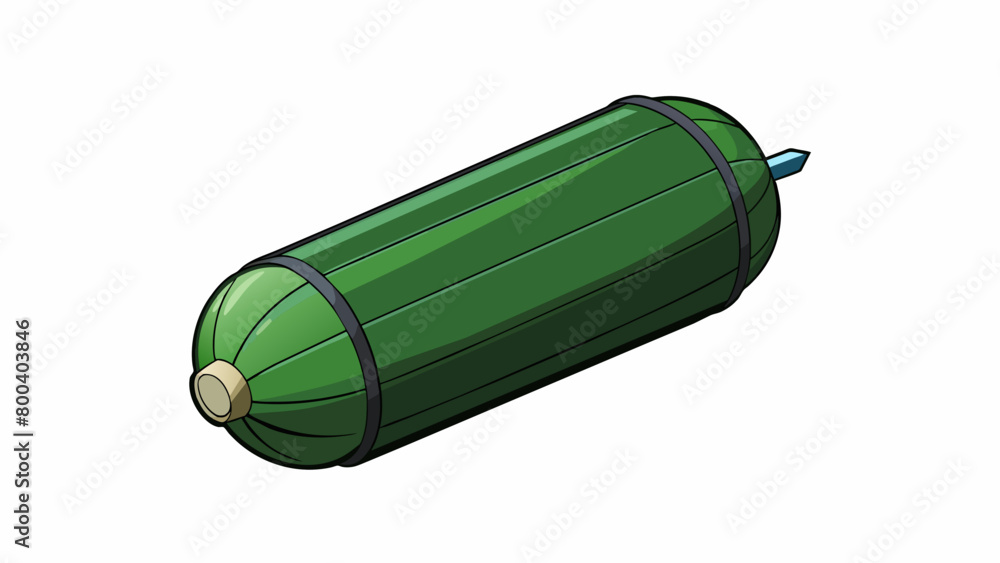 Poster a cylindrical dark green vegetable with a shiny skin and a slightly tapered shape. its surface is co