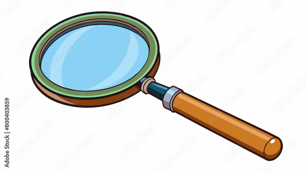 Aufkleber A cylindrical object with a black plastic handle and a round lens at one end used for magnifying small print or images. The lens is convex in shape. Cartoon Vector.