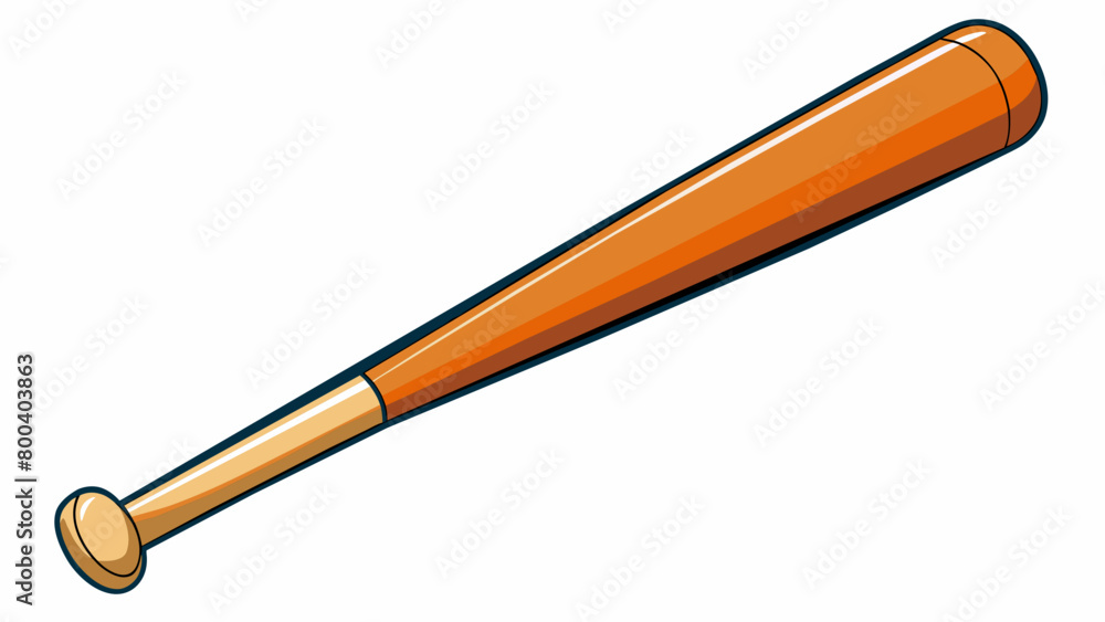 Aufkleber A cylindrical lightweight object with a smooth polished surface designed to be swung and hit a ball in a game with a team of players.  on white. Cartoon Vector.