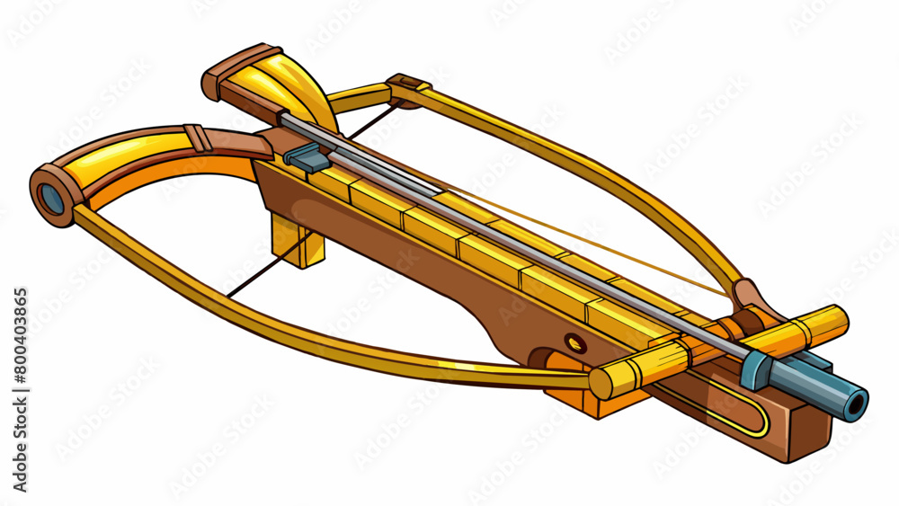 Poster A crossbow can also be described as a compact and portable bow and arrow. Instead of a long curved bow it has a shorter and stiffer one making it. Cartoon Vector.