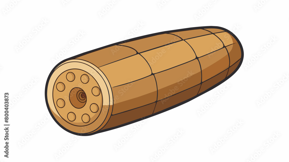 Aufkleber A cylindrical seed with a thin light brown shell and a distinct circular pattern etched onto its surface.  on white background . Cartoon Vector.