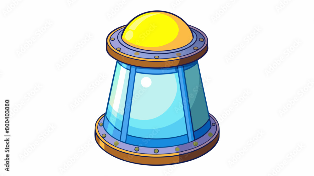 Fototapete a cylindrical object with a domed top and bottom emitting a bright pulsating glow. on white backgrou