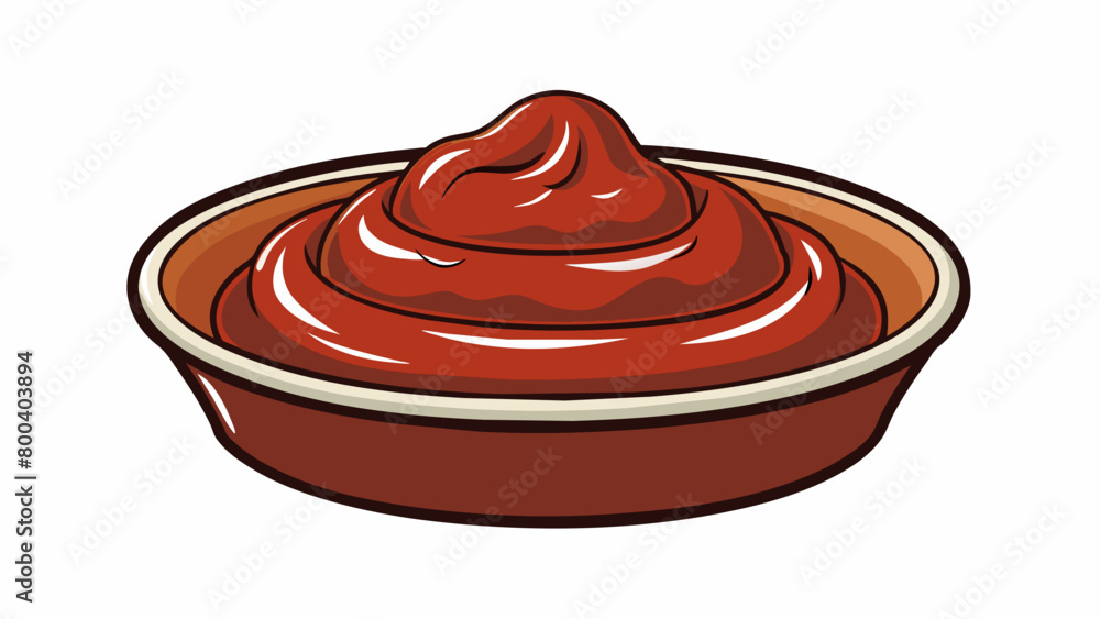 Poster a deep dark brown sauce with a thick chunky consistency. its complex blend of es creates a rich and 