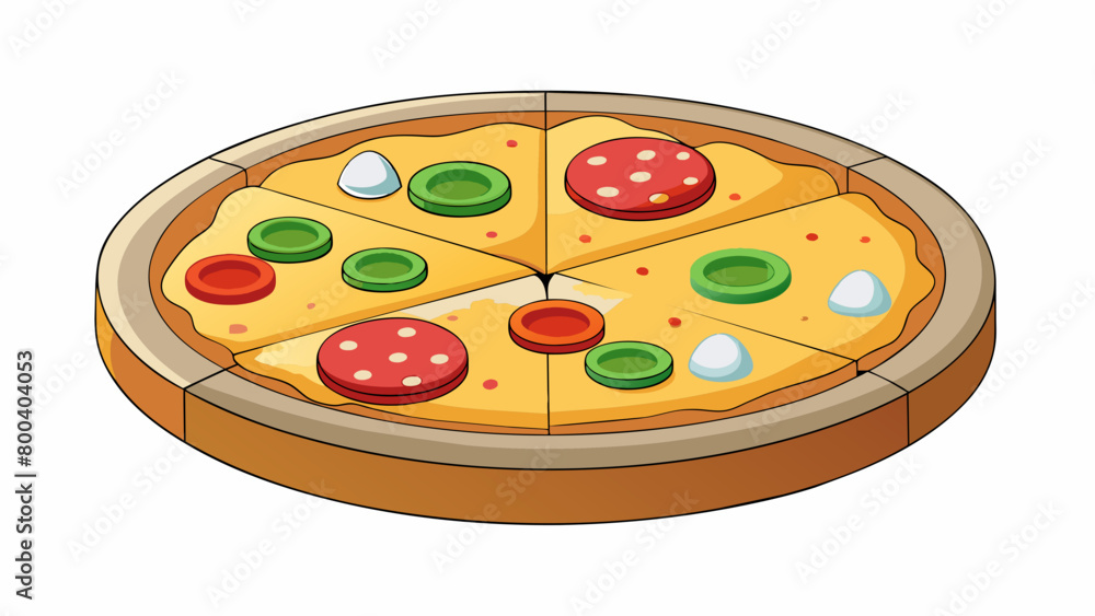 Poster a felt pizza a pretend pizza made of soft felt material. the pizza is circular in shape and has a re