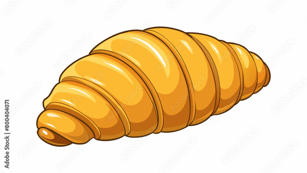 Poster A flaky buttery croissant with visible layers of pastry. It is crisp on the outside and soft on the inside.  on white background . Cartoon Vector.
