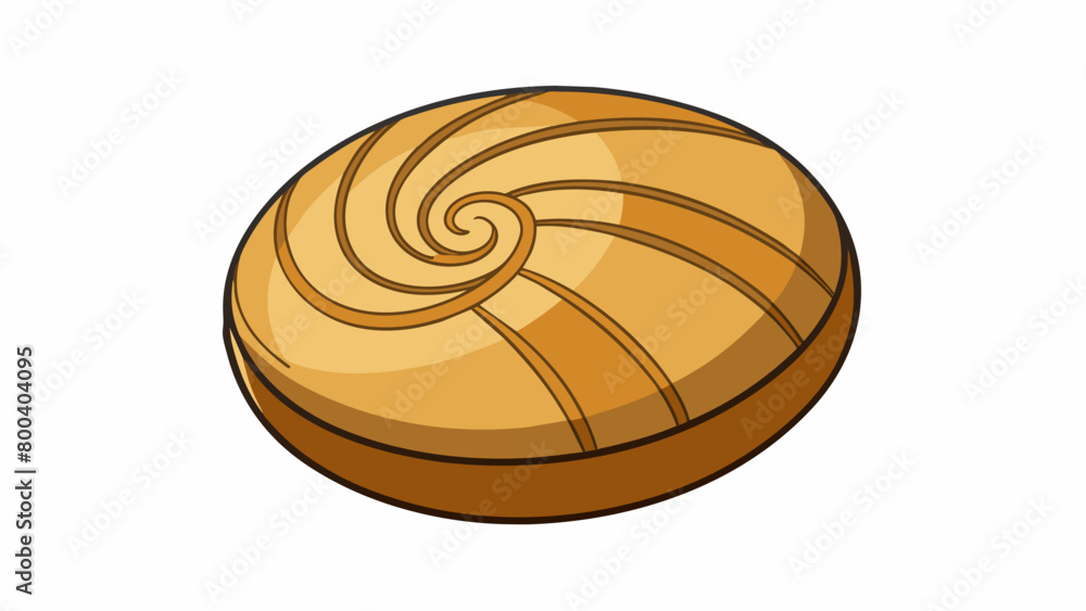 Aufkleber A flat round seed with a light brown husk and a thin white stripe spiraling towards the center like a tiny snail shell.  on white background . Cartoon Vector.