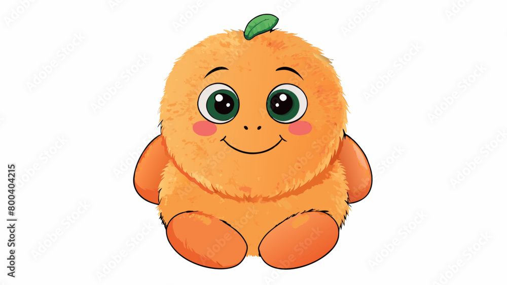 Poster a fuzzy stuffed peach toy with a friendly smile and rosy . its soft plush fabric makes it the perfec