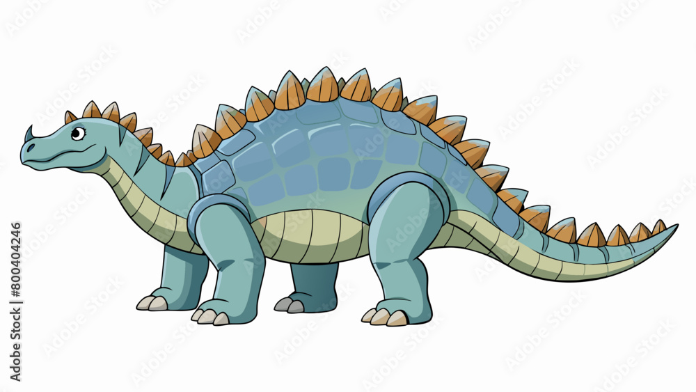 Poster A giant creature resembling a dinosaur with a long neck and a thick armored shell that can weigh over 1500 pounds. Its scaly skin is a deep shade of. Cartoon Vector.