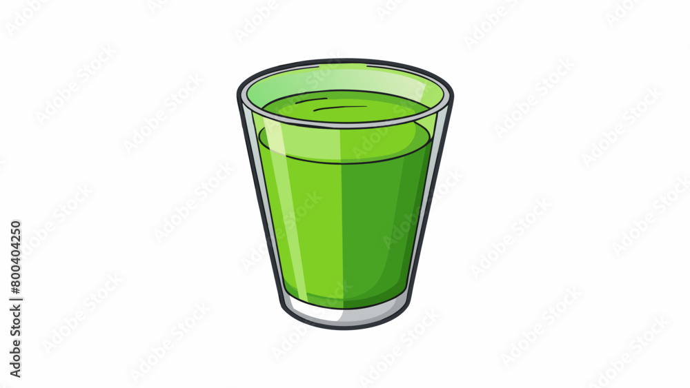 Poster a glass of freshpressed green juice is filled with kales deep rich color and nutrients. the juice ha