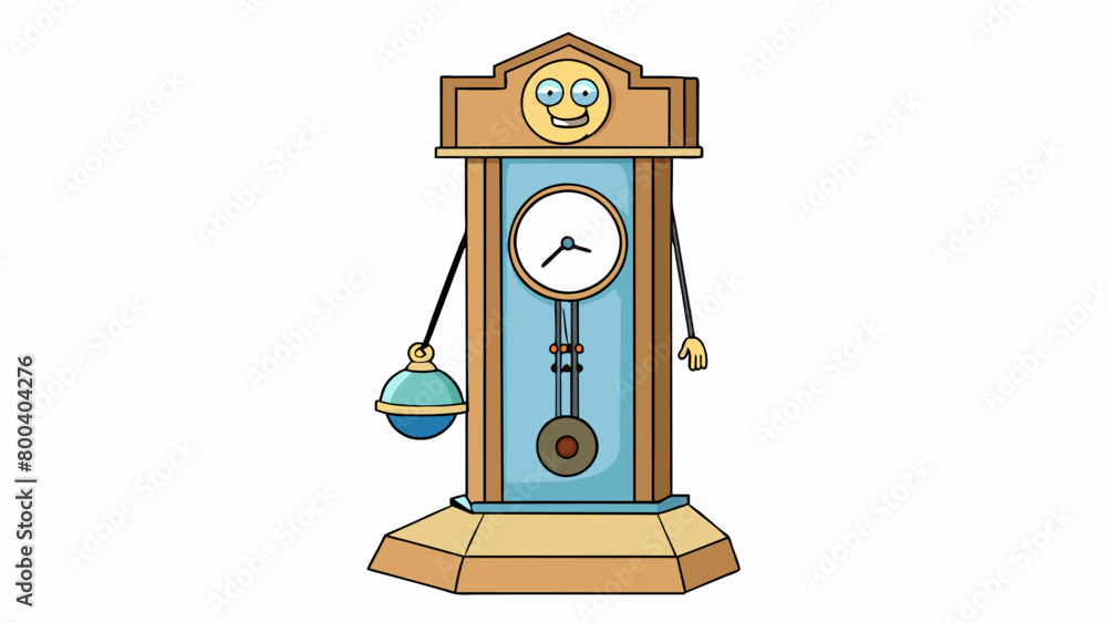 Poster a grandfather clock features a long pendulum suspended in front of a weightdriven mechanism. as the 