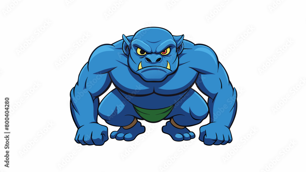 Poster A great statue stood at the entrance of the temple its powerful form crouched low and ready to pounce. Its eyes held an air of intelligence and wisdom. Cartoon Vector.