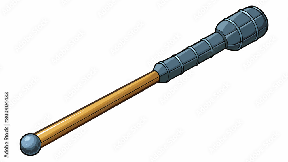 Poster a heavy solid metal cue with a thick rubber grip that fits snugly in the palm of the hand. the tip i