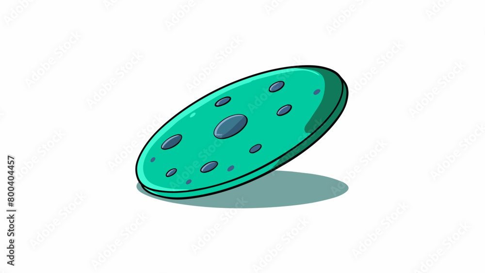 Poster A hazy greenishblue disc in the distance appearing tilted on its axis. As it rotates large dark spots are visible on its surface giving it a speckled. Cartoon Vector.