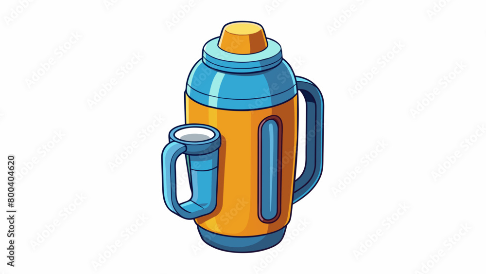 Poster a large insulated water bottle with a mugshaped design ideal for camping or long hikes. made of dura