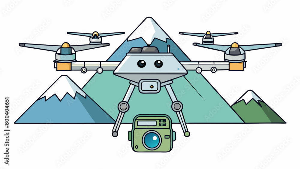 Aufkleber a large militarized drone equipped with powerful cameras and sensors surveys a remote mountainous re