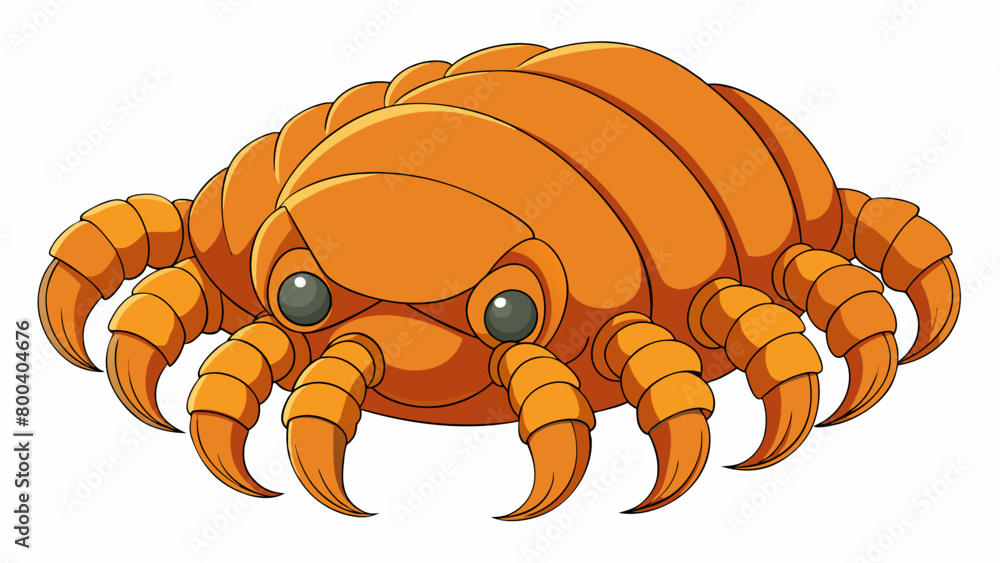 Poster A large orange object with a thick curved body and two massive claws that resemble giant pincers. Its shell is smooth and shiny and its eyes are. Cartoon Vector.
