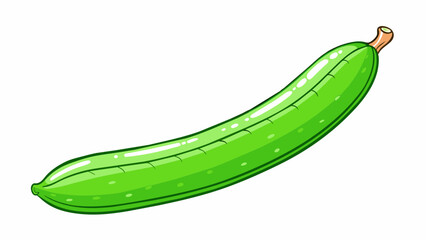 A long slender bean with a light green color and a slightly curved shape. It has a crunchy texture and a fresh slightly sweet taste. on white. Cartoon Vector.