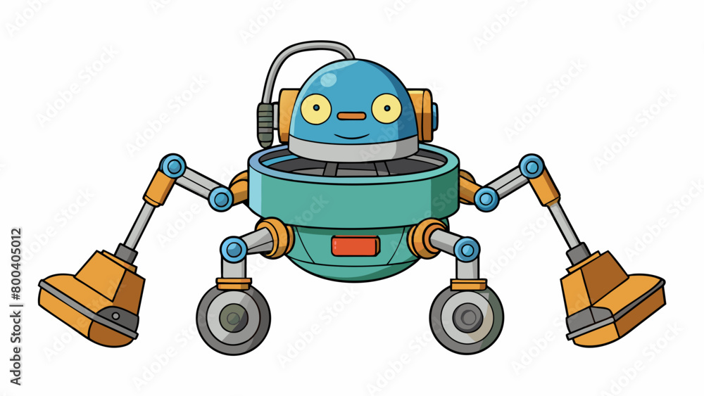 Poster A minuscule hovering robot equipped with miniature vacuum arms developed to remove dust and debris from electronic devices and delicate equipment. . Cartoon Vector.
