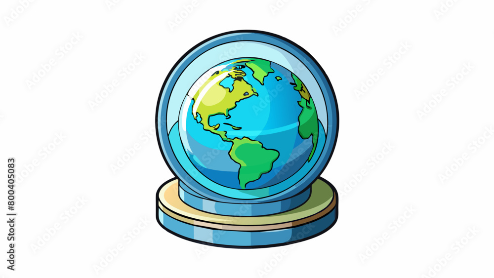 Poster a miniature replica of our planet suspended in a glass case with vibrant colors and intricate markin