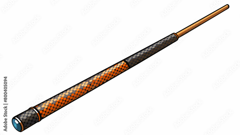 Poster a modern lightweight cue made of sleek carbon fiber. the stick has a comfortable nonslip grip and a 