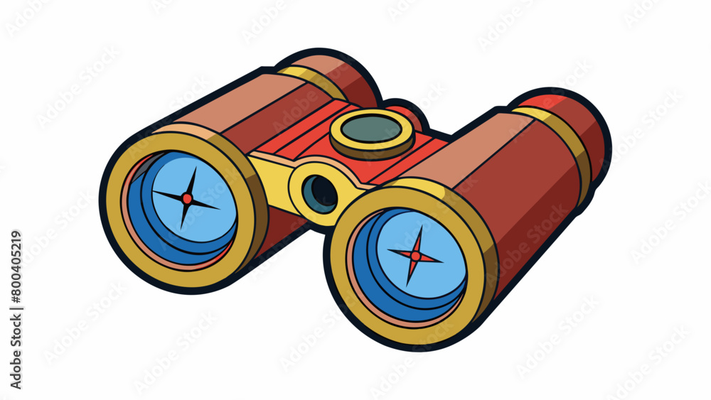Aufkleber a pair of compact binoculars with a builtin compass on top. the body is made of aluminum for a sy ye