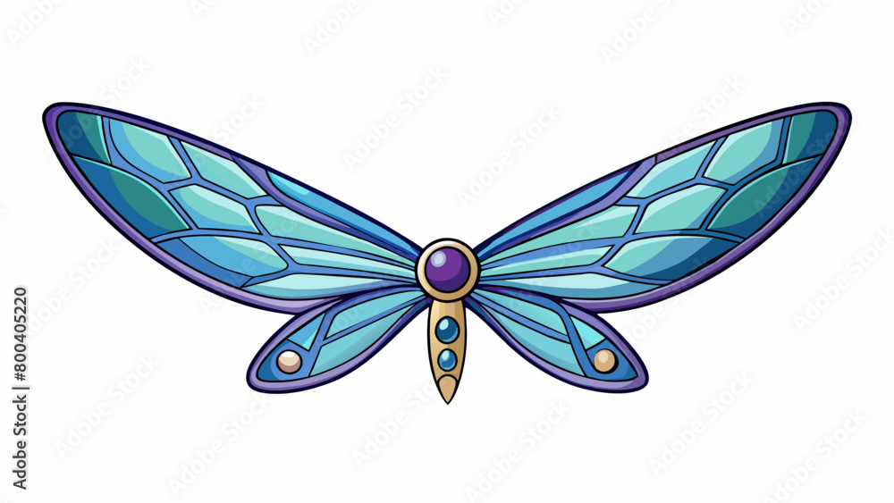 Poster A pair of glittering and holographic fairy wings that seem to change color as they move. The material is lightweight and fluttery adding a realistic. Cartoon Vector.
