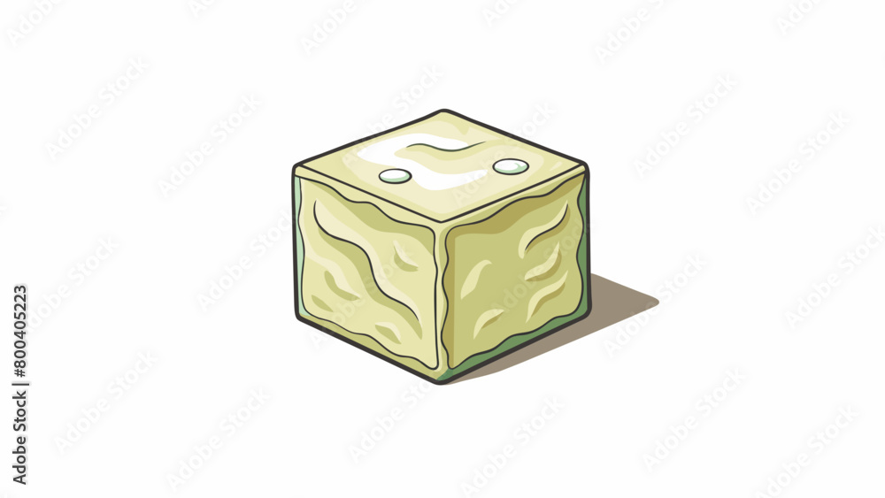 Aufkleber a pale cubeshaped food with a delicate jiggly consistency and a neutral flavor. it easily absorbs th