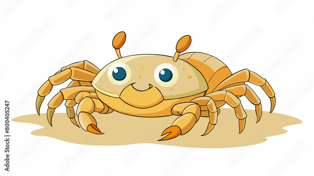 Poster a pale yellow object with a plump rounded body and six short stubby legs. its claws are small and de