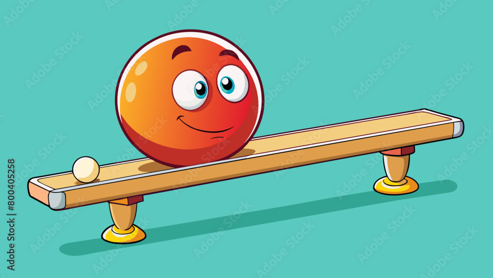 Poster A perfectly balanced sphere with a smooth uniform surface designed to roll and glide seamlessly across a billiard table. Its weight is carefully. Cartoon Vector.