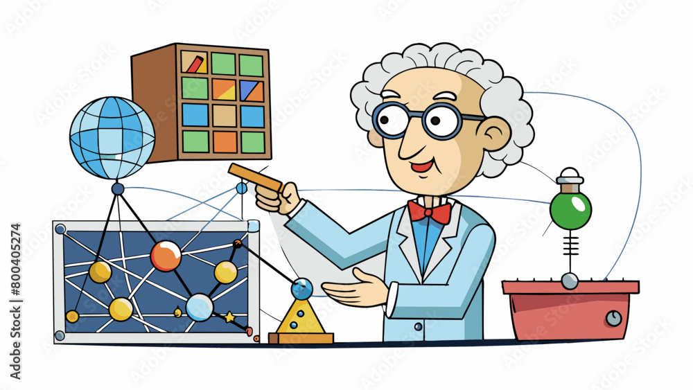 Poster A physicist is a problem solver and critical thinker who uses mathematical equations and models to explain and predict the behavior of physical. Cartoon Vector.