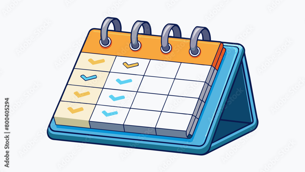 Poster a planner calendar filled with lined pages and divided into weekly or monthly sections. the cover is