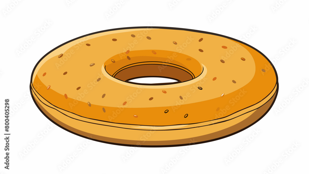 Poster A plain unassuming bagel with a crisp outer layer and a dense satisfying bite perfect for pairing with any kind of spread or filling.  on white. Cartoon Vector.