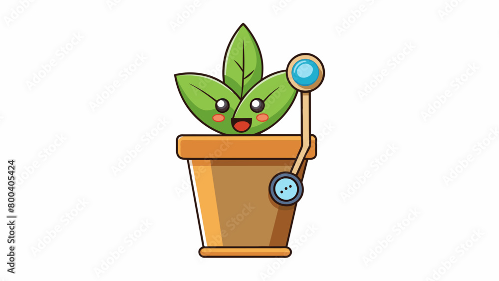 Poster a potted plant with a hygrometer attached to its pot designed to help monitor and maintain the perfe