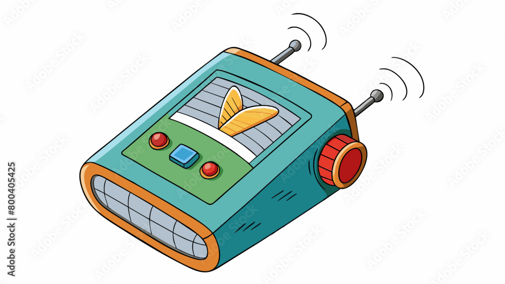 Poster A portable electronic device that emits highfrequency sound waves to repel insects. It is small and can be easily attached to clothing or p in a. Cartoon Vector.