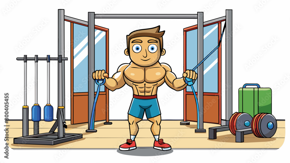 Poster a professional athlete in a gym with a weighted jump rope focused and determined as they incorporate