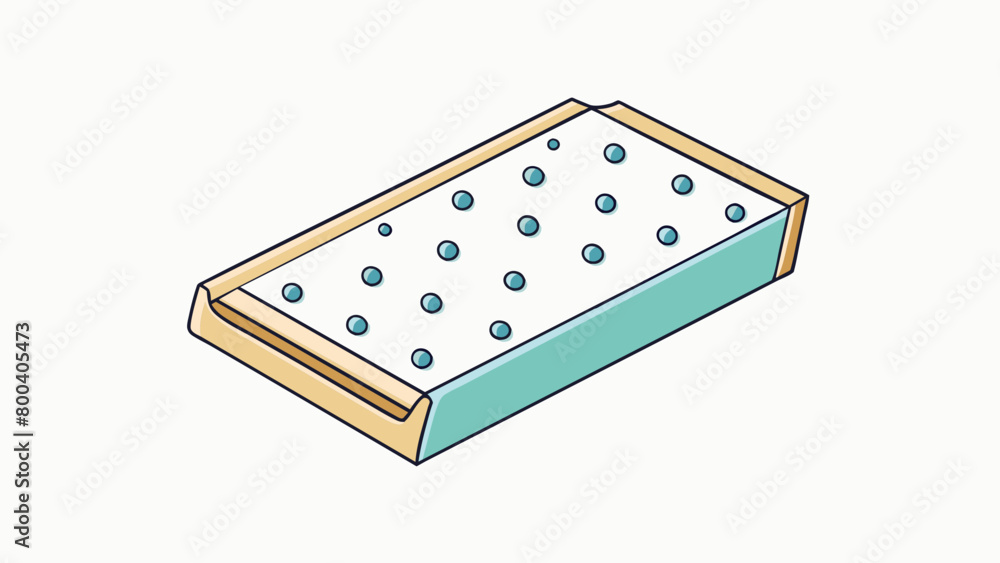 Aufkleber A rectangular folded sheet of paper with small holes punched into it. When p over a glass the paper acts as a barrier preventing larger particles from. Cartoon Vector.