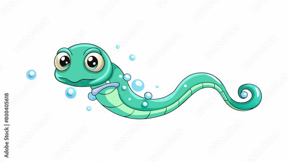 Poster a serpentine creature with a body made of iridescent sea foam and eyes that glow like pearls in the 
