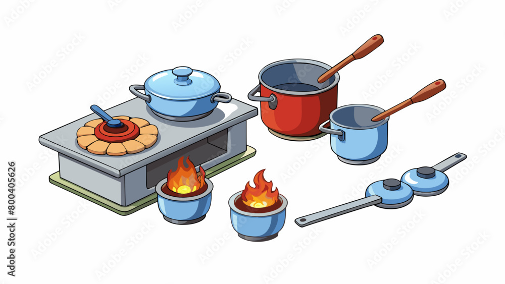 Poster a set of miniature pots pans and utensils made from durable metal. these kitchen tools are perfect f