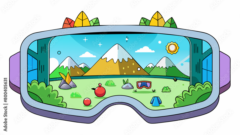 Poster a set of ar glasses with a holographic display allowing the wearer to see immersive realistic landsc