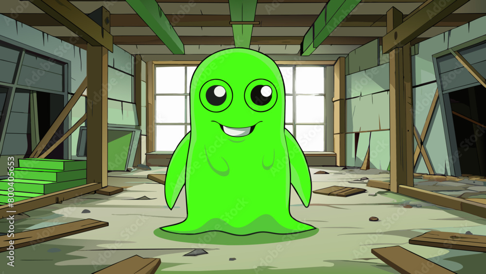 Poster A rustling noise echoed through the abandoned house followed by the flicker of a dim light. As the light grew brighter an apparition materialized its. Cartoon Vector.