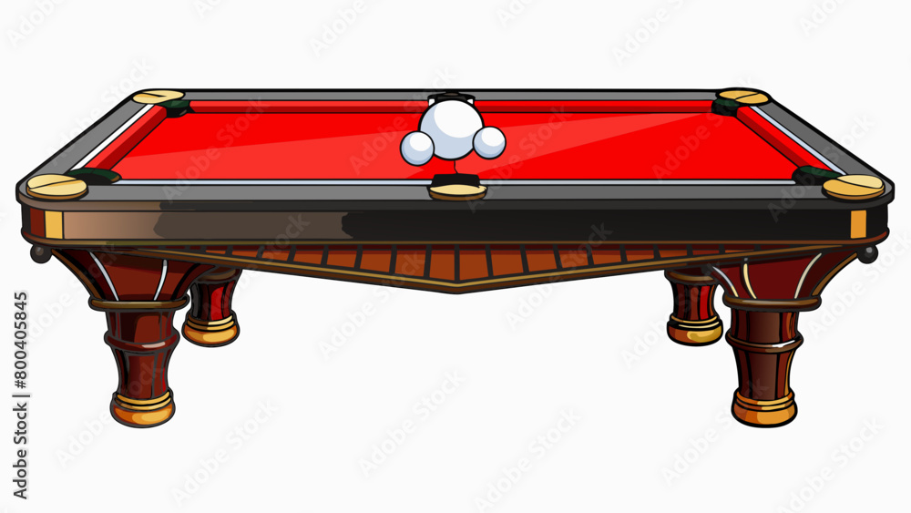 Poster a sleek black table with a shiny surface six leather pockets and a red velvet lining around the bump