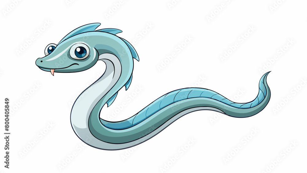 Poster a slender eellike sea serpent with a smooth silvery body and a face resembling that of a dragon. it 