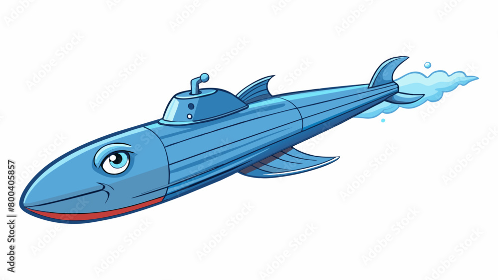 Wall mural A sleek streamlined creature gliding effortlessly through the frigid ocean waters its torpedoshaped body propelling it forward.  on white. Cartoon Vector.