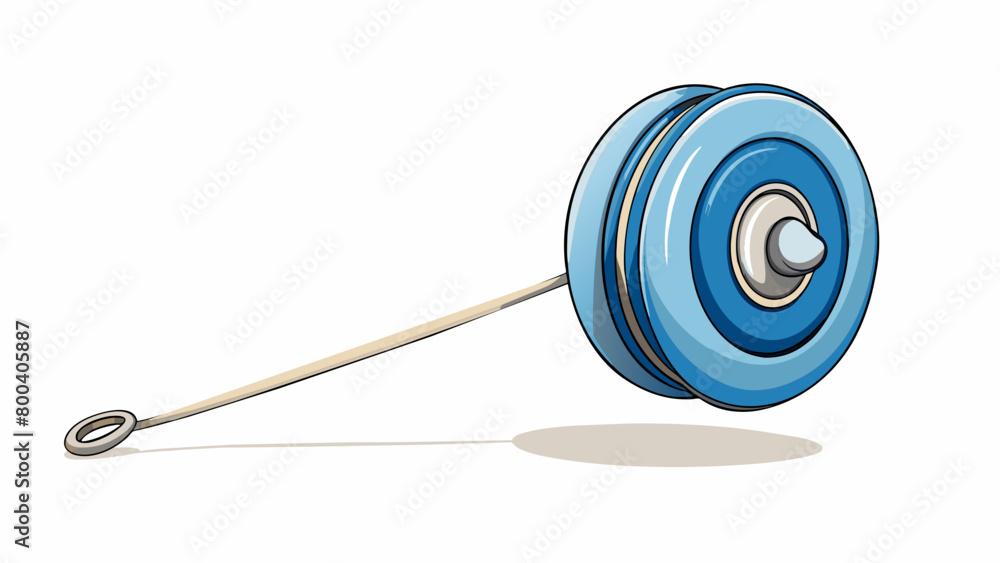 Poster A small compact Yoyo made of metal with a shiny chrome finish. It has a low center of gravity for better balance and control and a looped string. Cartoon Vector.