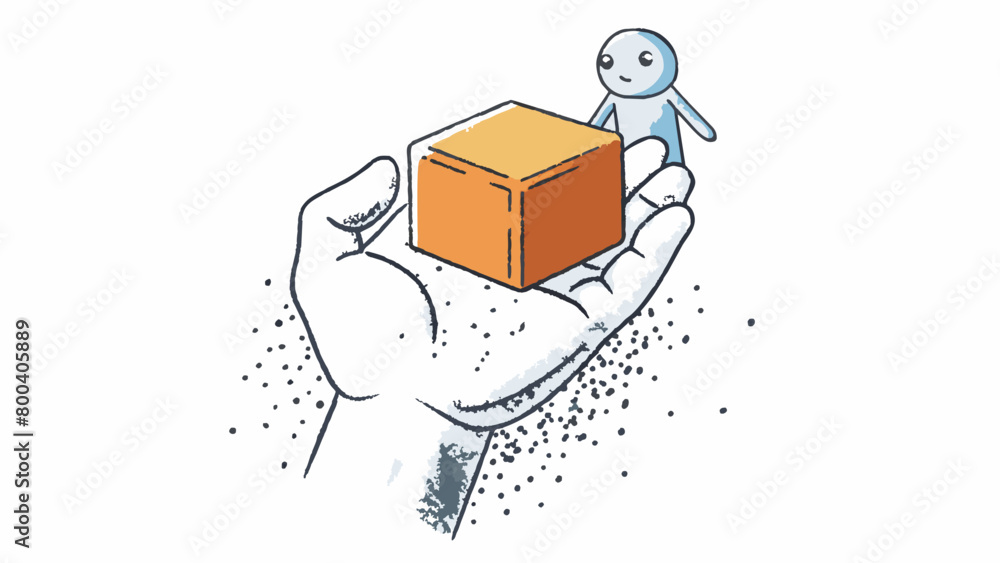 Poster A small compact block that is crumbled and rubbed onto the palms of a gymnasts hands before a routine. It is made up of tiny particles that cling. Cartoon Vector.