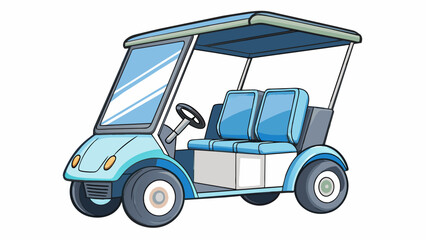 Fototapeta premium A sleek modernlooking buggy with three wheels and a small canopy covering the front half. It runs on rechargeable batteries and features a builtin. Cartoon Vector.