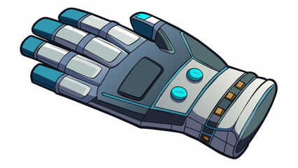 A sleek hightech looking glove made of synthetic materials equipped with special finger slots and a large shallow pocket for maximum control and. Cartoon Vector.