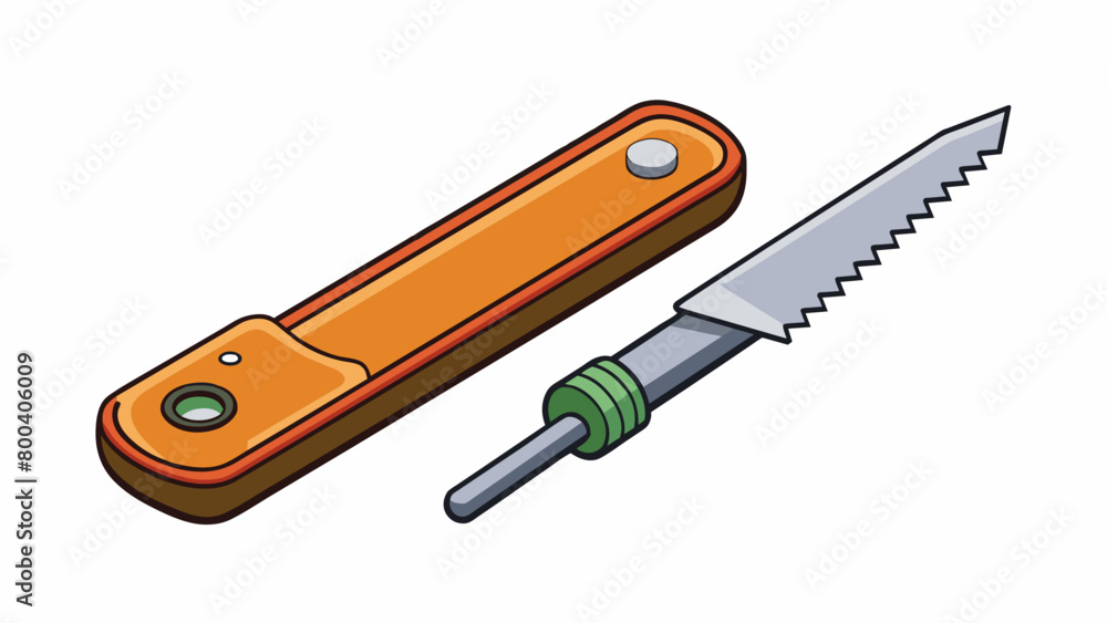 Poster A small lightweight utility knife that can fit into a pocket or attach to a keychain making it convenient to have on hand for everyday tasks. It. Cartoon Vector.