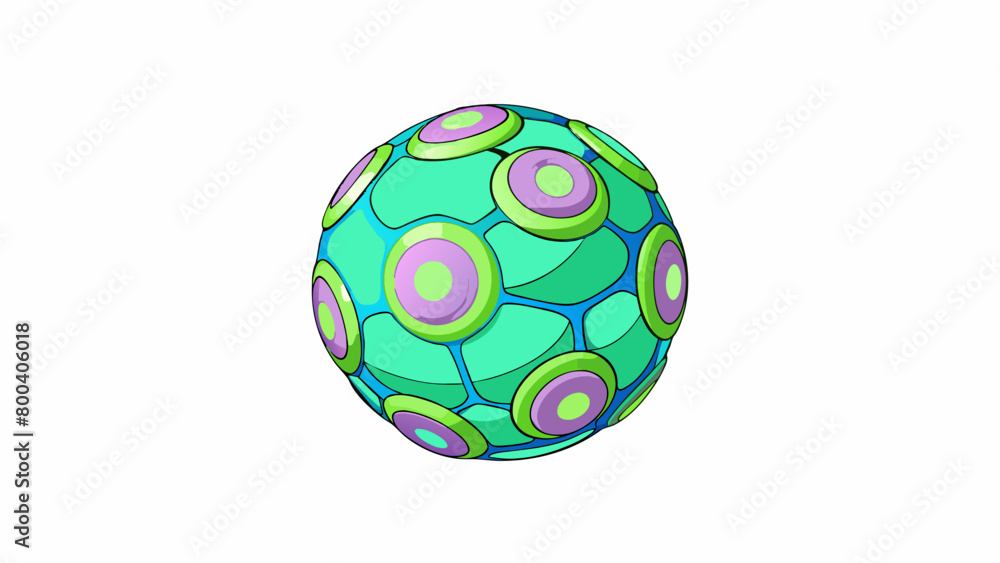 Aufkleber A small lightweight ball made of synthetic material filled with air. It has a bouncy texture and is available in various neon colors.  on white. Cartoon Vector.